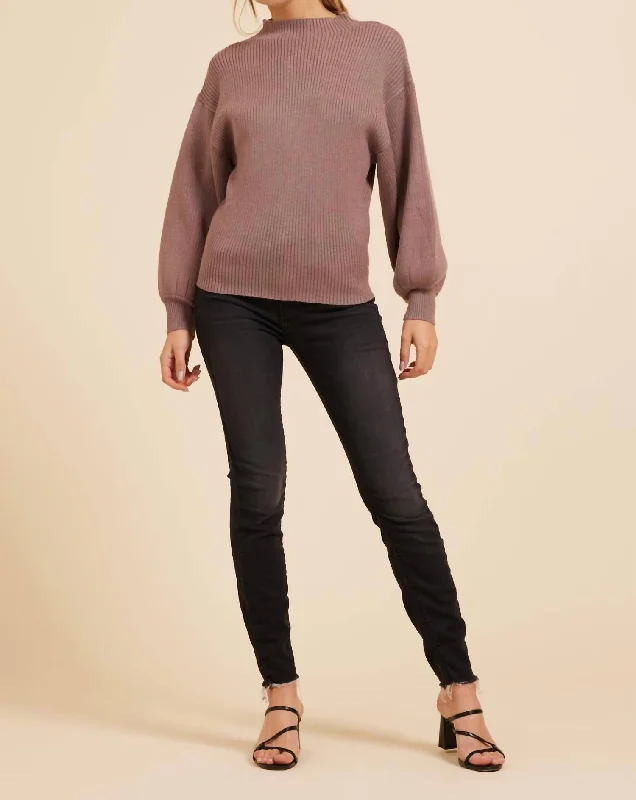 Mock Neck Sweater In Mink