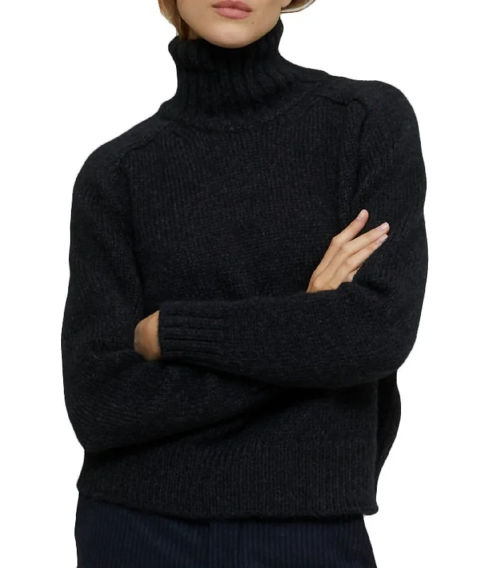 Royal Alpaca Turtleneck Sweater In Black