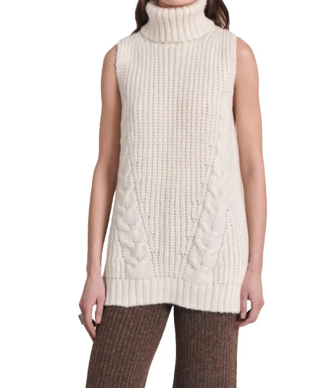 Taylr Tunic Turtleneck Sleeveless Sweater In Ivory