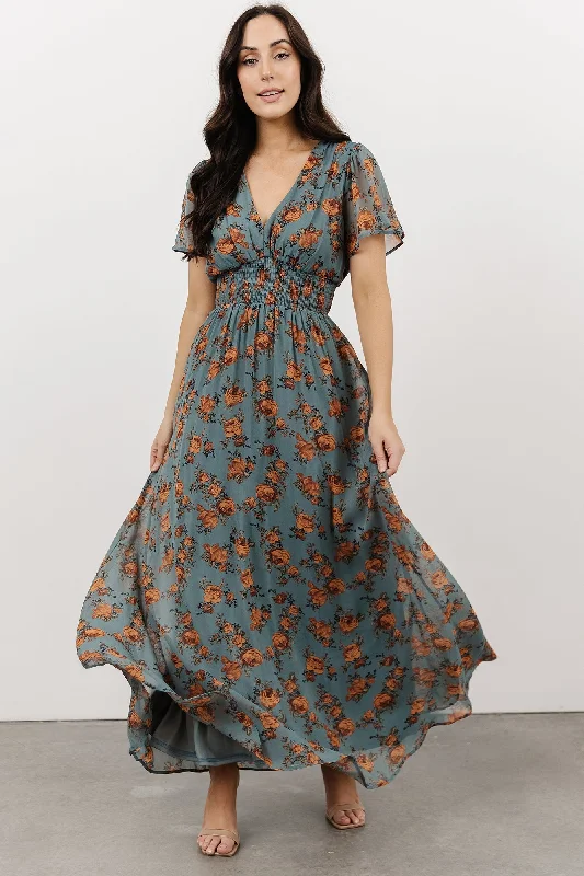 Birdie Maxi Dress | Dusty Blue Floral