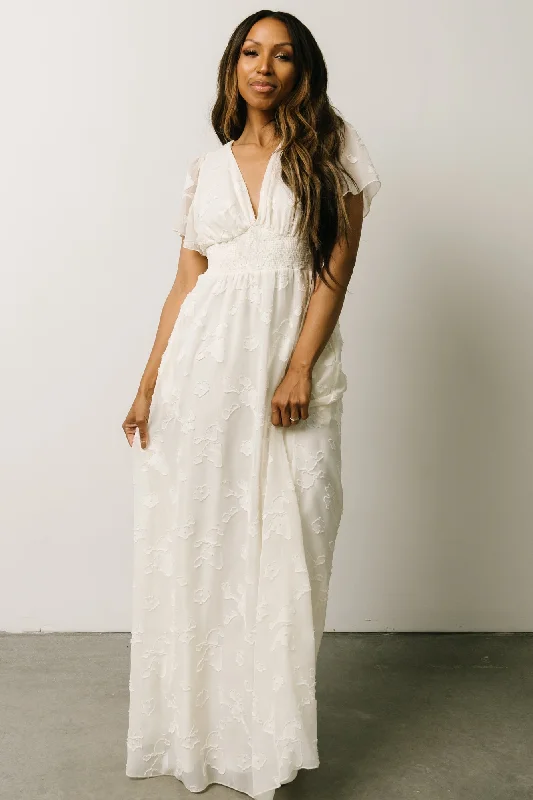 Evelyn Smocked Maxi Dress | Off White